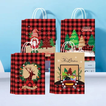 1шт Крафт-подарочные пакеты с Рождеством Христовым Ручной работы, Нуга, Снежинки, Упаковка для печенья, Шоколада, Новогодняя вечеринка, подарки для детей