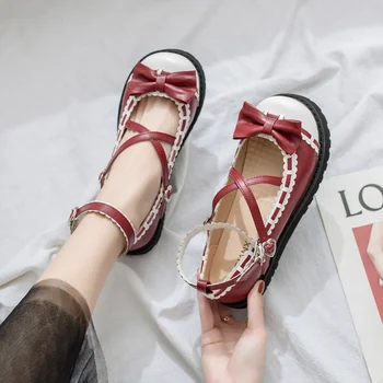Маленькие кожаные туфли в стиле Лолиты; женская обувь в весеннем стиле 2022 года в стиле харадзюку на плоской подошве; Sen; женская мягкая обувь в стиле сестры Лолиты Мэри Джейн