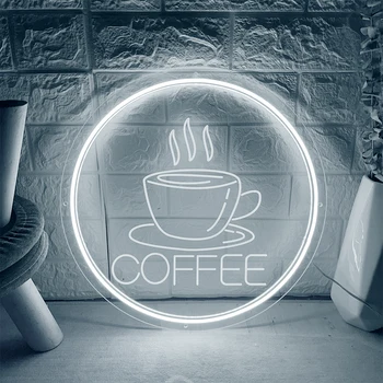 Кофейная неоновая вывеска, резная акриловая пластина, неоновый светильник для декора стен кафе, деловые неоновые вывески для кафе, украшение зала кофейни