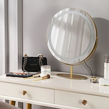 Круглое Современное зеркало для ванной Комнаты со светодиодной подсветкой для макияжа, Увеличительное зеркало для женщин, Украшение интерьера отеля Espejos Decorativos