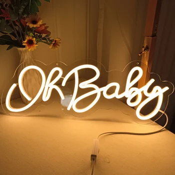 Неоновая вывеска DECO Oh Baby USB Baby Lights для декора спальни, украшения вечеринки, Светодиодная подсветка, подарки на День Рождения для детей, Изготовленный на Заказ Неон