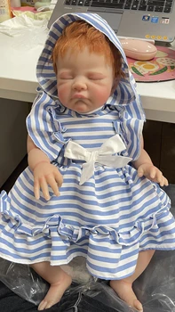 20-дюймовая возрожденная реалистичная кукла-младенец, уже окрашенная, законченная Августовская спящая кукла-младенец, 3D-картина с видимыми венами