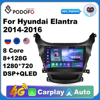 Podofo Android 9 8 128 Г Автомобильный Радиоприемник 9 Дюймов Для Hyundai Elantra 2014-2016 2 Din Сенсорный Экран Автомобильный Стерео GPS Беспроводной Carplay HiFi