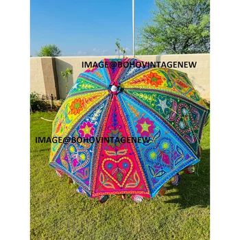 Декоративный зонтик для сада, пляжа или патио с вышивкой в виде Пейсли, зонты, декоративные садовые зонтики в богемном стиле