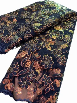 Африканская винтажная полая хлопчатобумажная ткань с вышивкой, бисер, вышивка пайетками, одежда, платье, ткань 