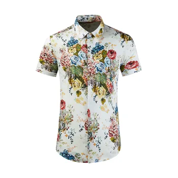 Высококачественная Роскошная повседневная рубашка с ювелирными изделиями, Модная Дышащая мужская рубашка с короткими рукавами, Модная мужская рубашка в гавайском пляжном стиле