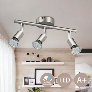 Современный 3-полосный регулируемый трековый светильник GU10, потолочный прожектор, барное освещение кухни