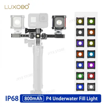 Подводный заполняющий светильник Luxceo P4 для Gopro IP68, водонепроницаемый, 800 мАч, универсальный мини-видеосигнал для экшн-камеры DSLR