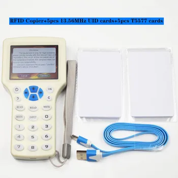 10 Англоязычный Частотный RFID Копировальный аппарат Дубликатор 125 кГц Брелок NFC Считыватель Писатель 13,56 МГц Зашифрованный Программатор USB UID Copy Card Tag