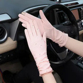 Модные уличные дышащие женские перчатки средней длины, Варежки, Солнцезащитные перчатки для верховой езды, перчатки для вождения