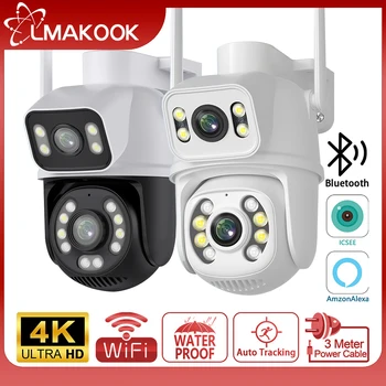 LMAKOOK 4K 8MP двухобъективная Wifi PTZ-камера наружная 4-мегапиксельная двухэкранная камера видеонаблюдения с автоматическим отслеживанием человека с искусственным интеллектом iCSee