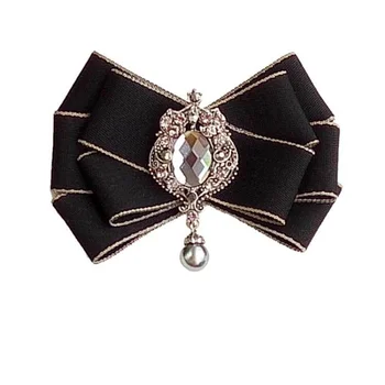Галстук-бабочка из ткани ручной работы с бантом и лентой, рубашка с кристаллами и жемчугом, галстук-бабочка для женщин и мужчин, Корейские модные ювелирные аксессуары