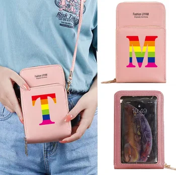 Сумка для телефона iPhone 13 12 11 Pro Max X XS Samsung Xiaomi Huawei Messenger Bag Rainbow Series Мобильный кошелек для Женщин-Клатчей