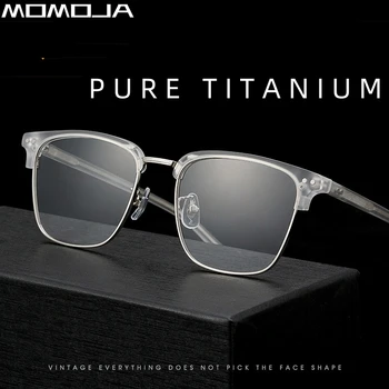 Модные деловые очки MOMOJA, Ретро Квадратные Титановые очки, Оптическая Оправа для очков по рецепту для мужчин и женщин OY1002