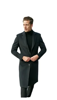 2023 Мужская Одежда Британский Мужской Длинный Стиль Шерстяное Пальто с Длинным рукавом Осенне-зимнее Шерстяное Пальто