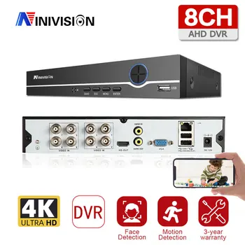 8CH 8MP 6в1 HD TVI CVI XVI AHD IP Видеорегистратор Безопасности H.265 Цифровой Видеомагнитофон С Интеллектуальным Воспроизведением Обнаружения движения Лица