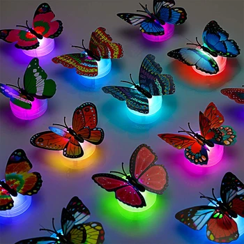 10 шт., Светящийся ночник-бабочка, Лампа, меняющая цвет, светодиодный Вставляемый ночной светильник, Настенный светильник для домашнего декора свадебной вечеринки
