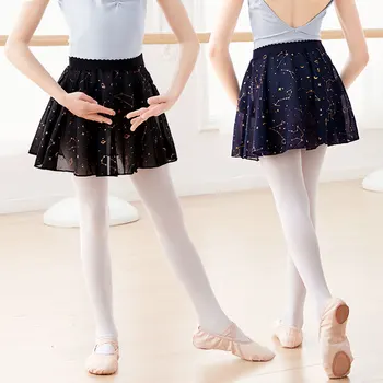 Балетная юбка, Эластичная шифоновая юбка, Юбка для танцев, Женская юбка с рисунком Созвездия, Юбка-полукомбинезон для танцев