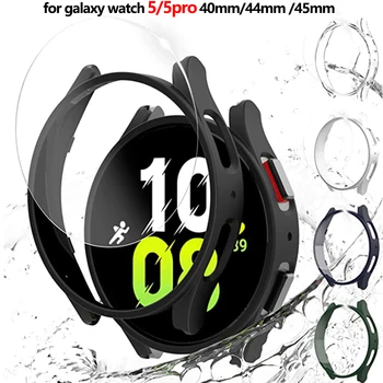 Стекло + чехол для Samsung Galaxy Watch 5 40 мм 44 мм, водонепроницаемая универсальная защита Galaxy Watch 5 Pro, 45 мм, крышка + протектор экрана