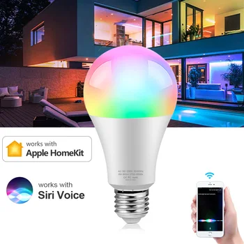 Умная светодиодная лампа Apple Homekit APP светодиодная лампа E27 15 Вт переменного тока 85-265 В 2,4 Г WiFi светодиодная лампа Siri Голосовое управление системой IOS Домашнее Освещение