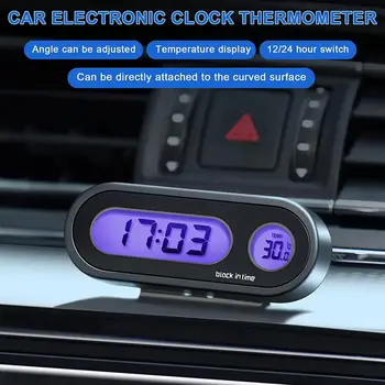 2 В 1 Автоматические Часы Автомобильные Часы Цифровой Термометр Время Автомобильные Аксессуары Подсветка ЖК-часовлюминесцентный Дизайн Цифровой Дисплей D1X3