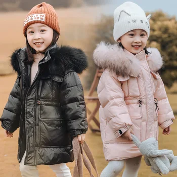 Зимнее пальто на белом утином пуху, Детская куртка для маленьких мальчиков и девочек, теплая детская утепленная зимняя одежда от 3 до 8 лет