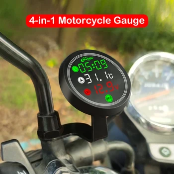 4в1 Измеритель температуры воды в мотоцикле, Вольтметр времени, сигнализация низкого напряжения, датчик температуры двигателя Со светодиодным цифровым дисплеем