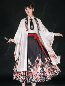 Современный улучшенный женский костюм Hanfu Древнекитайский костюм Hanfu для Косплея, Весенне-осенний костюм Hanfu с длинным рукавом, комплекты из 3 предметов для женщин