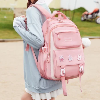 Модный рюкзак на молнии, Портативный водостойкий школьный ранец большой емкости С несколькими карманами для школьных путешествий