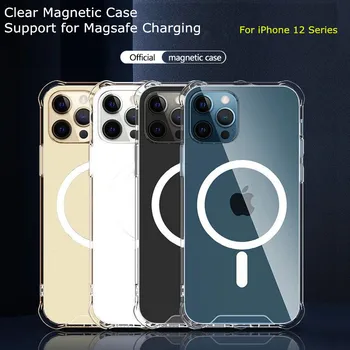 Прозрачный Магнитный Чехол Magsafe Для iPhone 13 11 Pro Max 12 Mini С Поддержкой Беспроводного Зарядного Устройства Magsafe Роскошная Прозрачная Задняя Крышка