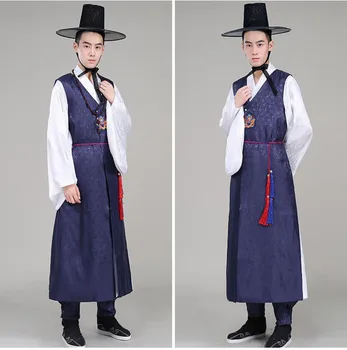 Традиционный корейский Традиционный мужской дворец Ханбок, Свадебный корейский этнический костюм для выступления на сцене