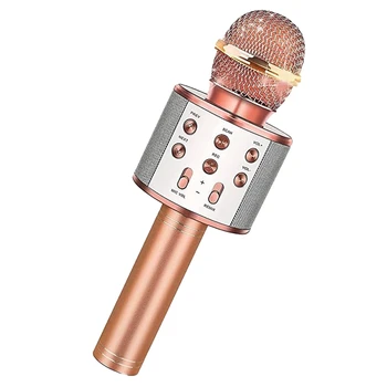 Караоке-микрофон для детей, Беспроводной микрофон Bluetooth со светодиодной подсветкой, портативный динамик для караоке-микрофона
