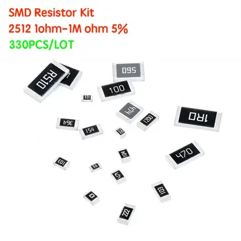 330 шт./лот 2512 1 Ом-1 М Ом 5% SMD Резистор Комплект Ассорти DIY Kit 33 значения x 10 шт. = 330 шт.