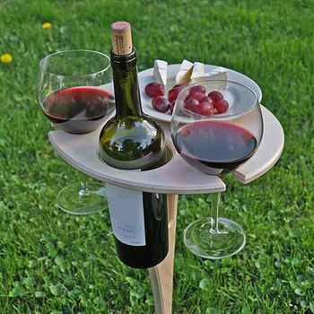 Уличный переносной винный столик, Складной круглый стол, стол для садовой мебели, Мини-деревянный столик для пикника, садовый экстерьер