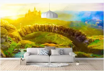 3d фотообои для стен в рулонах, настенная роспись на заказ, Европейский замок, лес, зеленые пейзажи, обои для гостиной, домашний декор