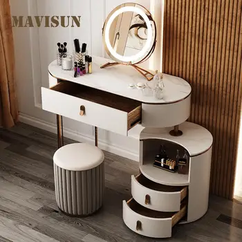 Современный простой Туалетный столик из каменной плиты, деревянный шкаф для хранения в скандинавском стиле, Встроенная телескопическая роскошная мебель для спальни, FGM
