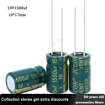 10шт 10v1500UF 10x17 мм Алюминиевые электролитические конденсаторы 10V1500UF