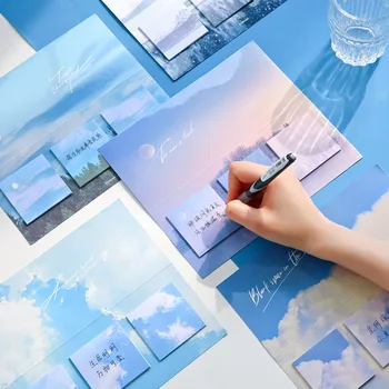 60 шт. Блокноты для заметок Deep Forest Blue Sky, липкий блокнот, дневник, творческие заметки, Корейские канцелярские принадлежности, блокноты для заметок в стиле деко