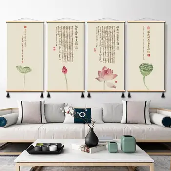 Картины со свитками в китайском стиле, Каллиграфия, Гостиная, Спальня, Офис, Домашний декор, Эстетичный Гобелен, Настенные Плакаты