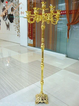 IMUWEN Самый высокий золотой канделябр высотой 103 см, 7-рычажный подсвечник, свадебный канделябр, уникальная блестящая серебряная декоративная подставка для свечей