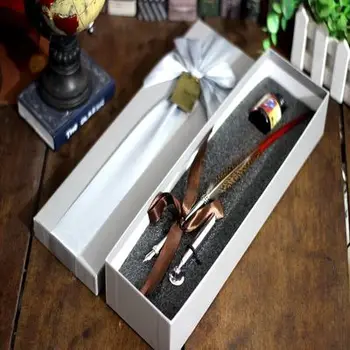 Европейский стиль ретро набор перьев Ручка канцелярские принадлежности цвет волос ангела чернила подарочная коробка