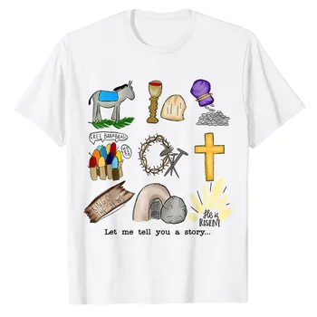Позвольте мне рассказать Вам историю, Религиозная Христианская Пасхальная футболка с Иисусом, Забавные высказывания, Цитата, День Пасхи, Графическая Футболка, Блузки с короткими рукавами