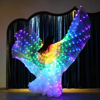 Танец живота со светодиодными крыльями Детское представление Флуоресцентная бабочка Isis Wings Танец живота Танец Живота Карнавальное шоу светодиодных костюмов