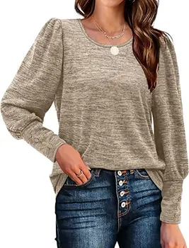 Осенне-зимняя новая женская футболка, однотонная плиссированная футболка с длинным рукавом, повседневные женские модные топы, рубашка, одежда