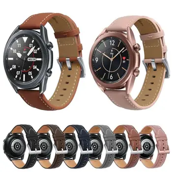20мм 22мм Ремешок для часов Кожаный Для Samsung galaxy watch 3 41мм 45мм Gear sport S2 S3 Classic для активных часов 2 44мм 40мм