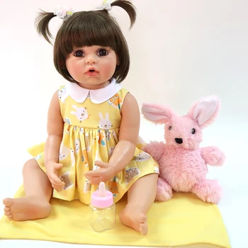55 см Силиконовая кукла-младенец во Все Тело, реалистичная кукла-Реборн с карими глазами, Готовый Ребенок для детей, подарок для девочек, bebes Surprise Children