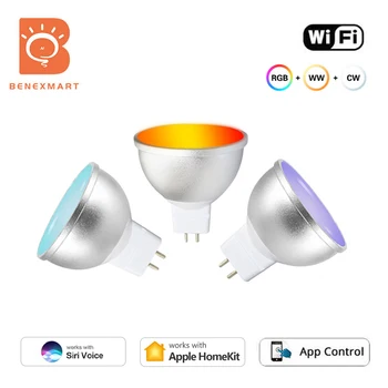 Benexmart Smart Homekit WiFi MR16 Умная Светодиодная Лампа 12V RGBCW С Регулируемой Яркостью Siri Голосовое Управление 5W Точечная Подсветка Изменение Цвета