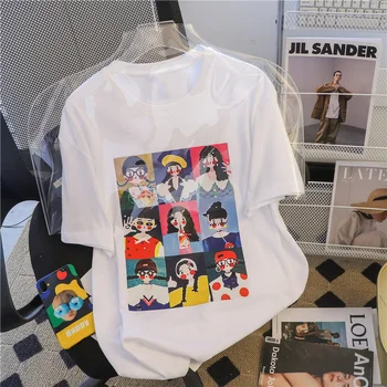 Хлопчатобумажная Свободная Женская летняя футболка с веселым юмористическим принтом, футболка Harajuku, графические футболки для женщин