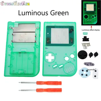 1 комплект Светящийся Зеленый Чехол с полным корпусом Для Классической игровой консоли Gameboy GB С Кнопками + Проводящие D-образные накладки + Отвертки