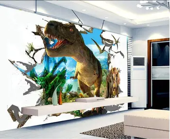 3d обои на заказ фрески нетканые 3d обои для комнаты 3D динозавр сломанные настенные картины фрески фото 3d настенные обои